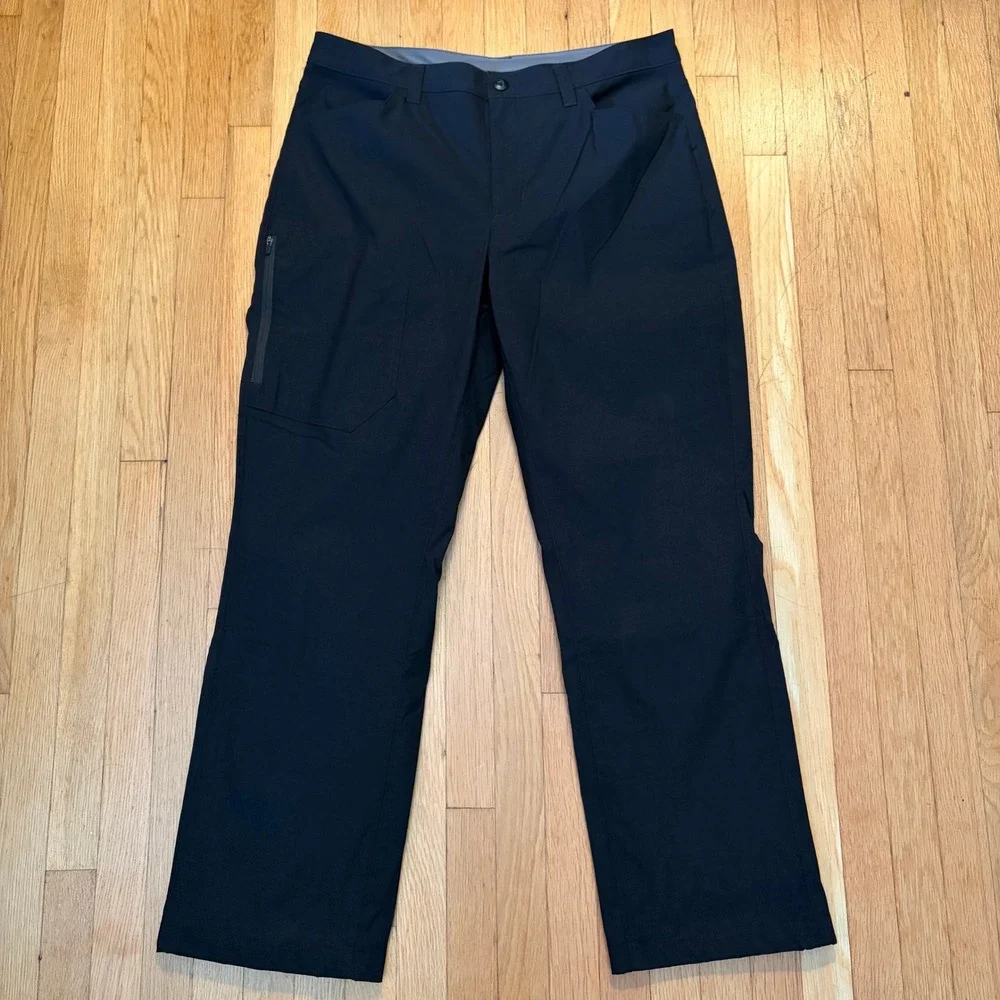 Eddie Bauer Fleece Lined Tech Pant Mens 34x30 Black Stretch Cargo Outdoor New